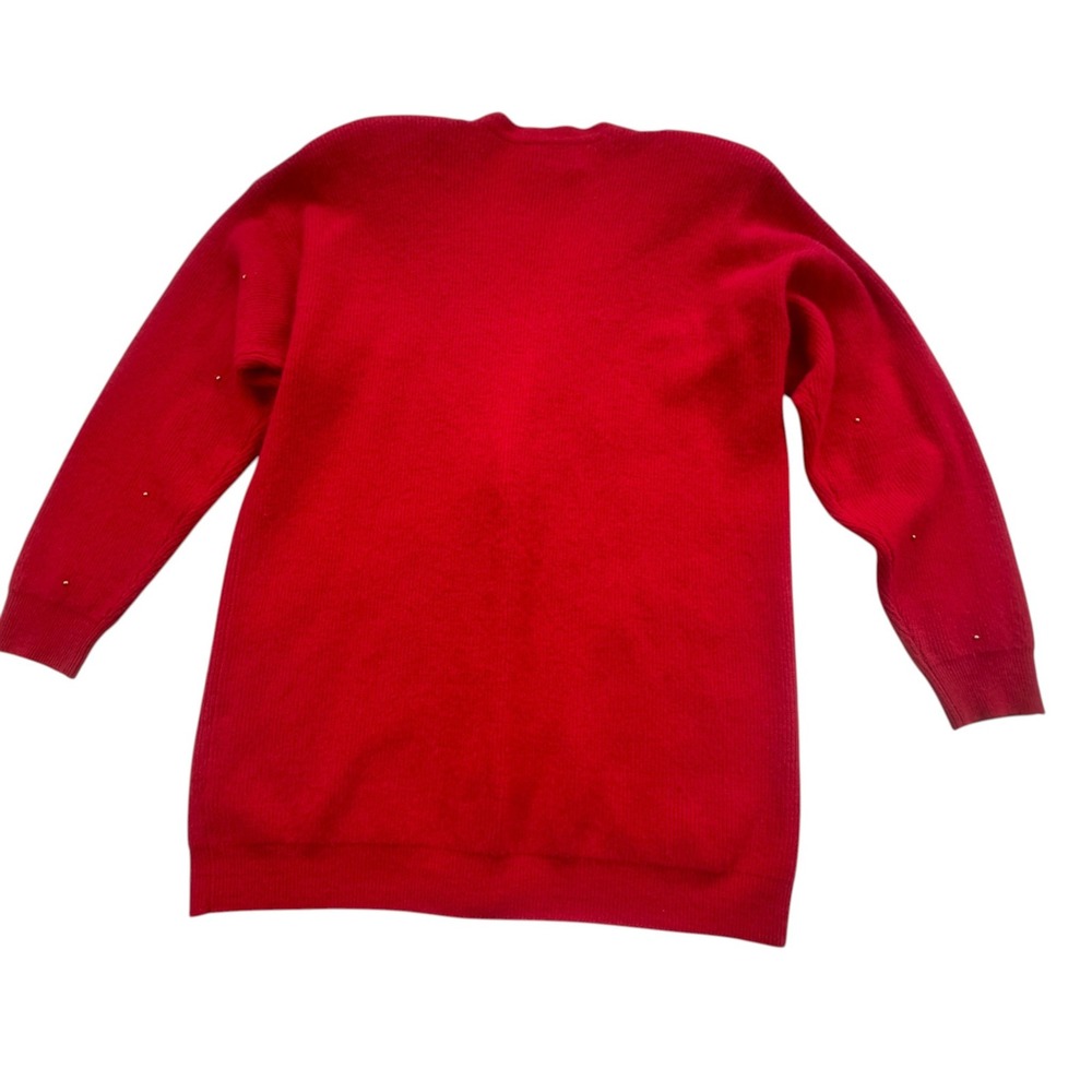 Marisa Christina Classics Christmas Bell Sequin Cardigan Women M Red Sweater VTG - Picture 2 of 13